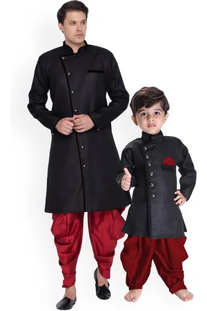 Vastramay Boys Mandarin Collar Jute Cotton Sherwani Set