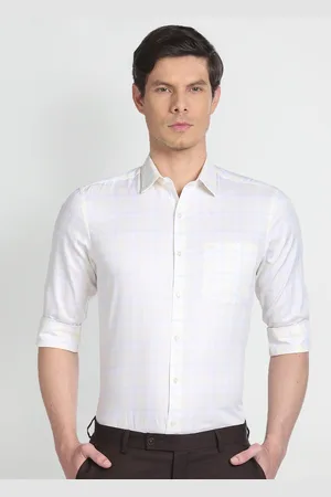 Arrow Checked Spread Collar Chest Pocket Pure Cotton Formal Shirt