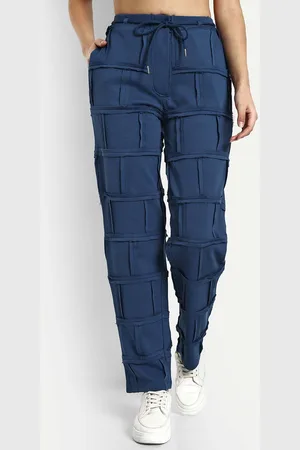 Muvazo Women Custom Self Design Straight Fit Cotton Regular Trousers