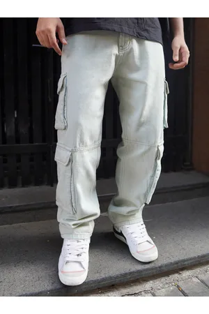 Powerlook Men Blue Loose Fit Denim Cargos