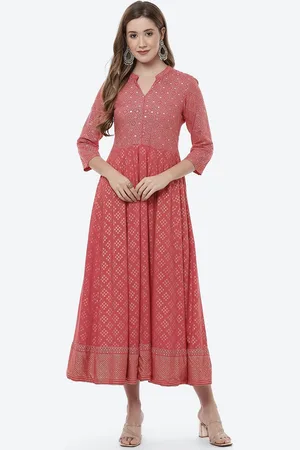 Rangriti Fuchsia Ethnic Motifs Ethnic Midi Dress