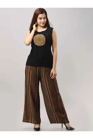 Kalini Embroidered Round Neck Top & Palazzo with Shrug