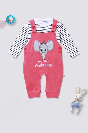 Moms Love Infant Boys Cotton Dungaree With T-Shirt