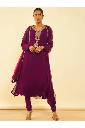 Soch Salwar Suits and Sets : Buy Soch Blue Pure Georgette Solid Kurta And  Chudidar With Dupatta (Set of 3) Online | Nykaa Fashion.