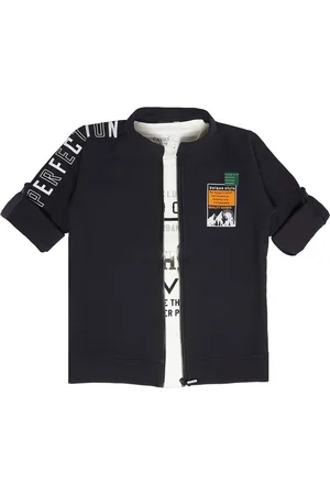 CAVIO Boys Typography Printed Lightweight Cotton Tailored Jacket With T-shirt