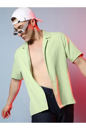 Campus Spread Collar Short Sleeves Classic Casual Shirt