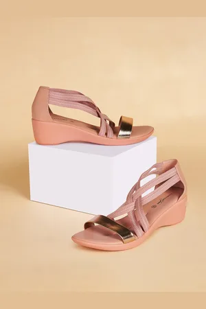 Pantaloons Pink PU Wedge Sandals