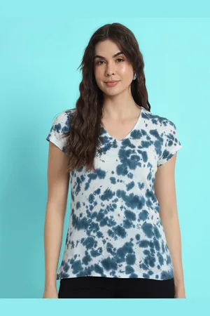 CHARMGAL Tie and Dye V-Neck Cap Sleeves T-shirt