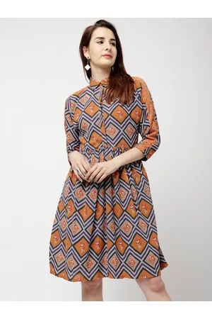 Tokyo talkies women navy hotsell blue printed shirt dress