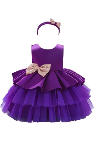 Stylecast Girls Purple Sleeveless Layered Balloon Fit and Flare Mini Dress