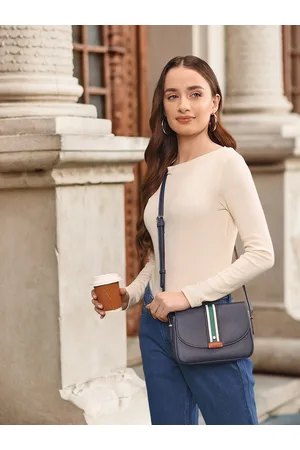 Accessorize Women Navy Blue Solid Structured Sling Bag