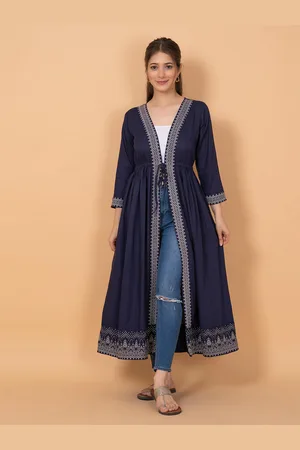 Kalini Ethnic Motifs Printed Longline Tie-Up Shrug