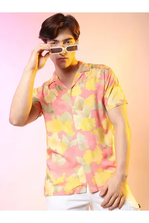 Campus Spread Collar Short Sleeves Floral Classic Printed Casual Shirt