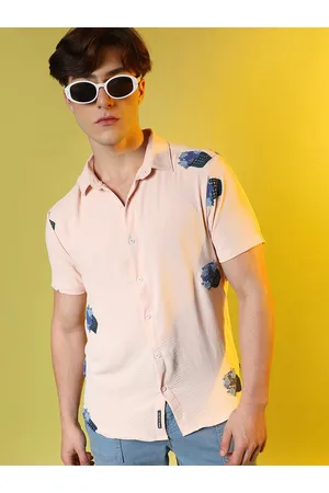 Campus Spread Collar Short Sleeves Classic Casual Shirt