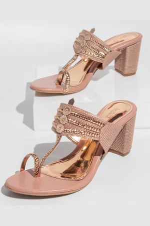Inc 5 Women Peach-Coloured Embellished Ethnic Block Heels