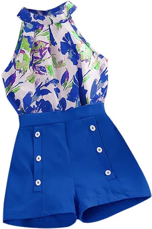 Stylecast Girls Blue Floral Printed Top With Shorts