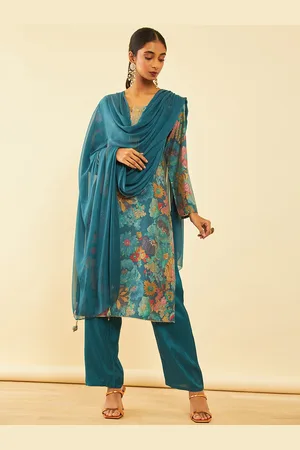 Soch Floral Printed Beads & Stones & Gotta Patti Unstitched Dress Material