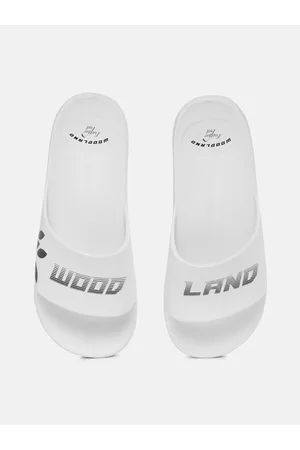 Woodland Men Brand Logo Printed Feather Feet Sliders