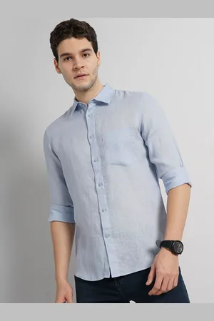 Celio Spread collar Long Sleeves Linen Opaque Casual Shirt