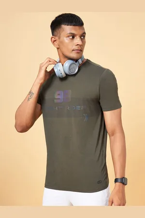 Pantaloons Typography Round Neck Half Sleeves Applique Slim Fit Sports T-shirt