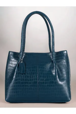 DressBerry Blue Animal Textured PU Shopper Shoulder Bag