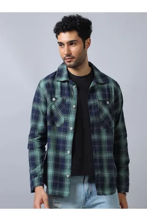 Bushirt Comfort Tartan Checks Opaque Cotton Casual Shackets