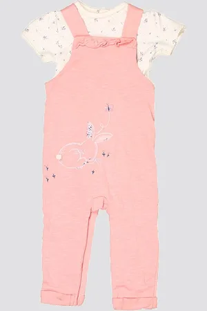 Mothercare Infant Girls Printed Pure Cotton Dungaree With T-Shirt