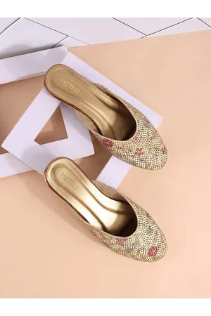 Pakistani Metro Shoes Gold Strappy 👠4/37/high Heels/diamond Stone Sandals/ heels | eBay