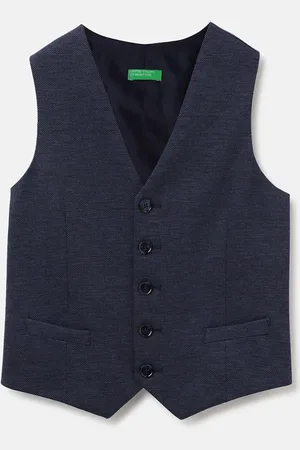 Benetton Boys Textured V-Neck Sleeveless Woven Waistcoat