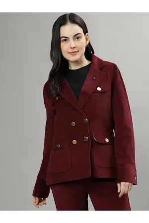 ICONIC Women Double Breasted Pure Cotton Casual Blazers
