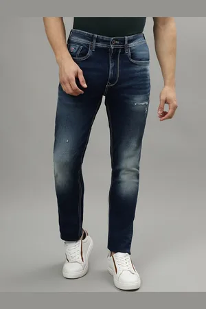 ICONIC Men Mid-Rise Bootcut Low Distress Heavy Fade Stretchable Jeans