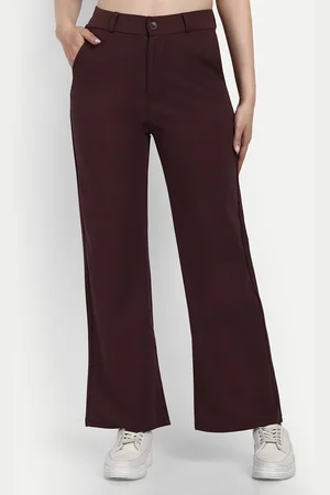 Broadstar Women Smart Loose Fit High-Rise Stretchable Cotton Trousers