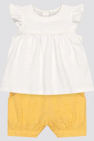 Mothercare Girls Round Neck Pure Cotton Top with Shorts