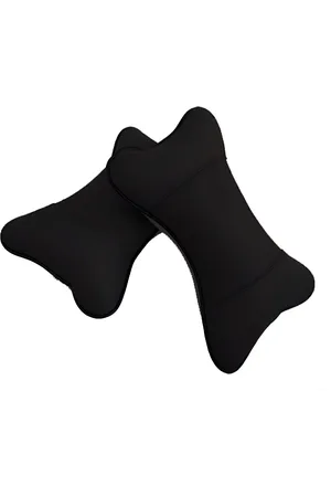Pum Pum Black 2 Pieces Fibre Filled Faux Velvet Ultra Soft Car Headrest Pillow