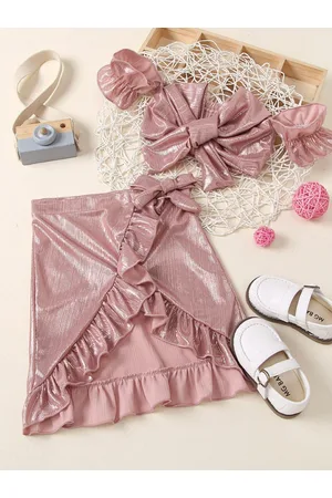 Stylecast Girls Pink Knee Length Pure Cotton Flared Skirt