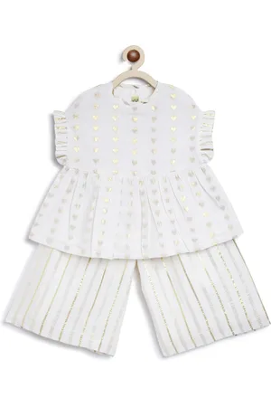 Tiber Taber Girls Printed Pure Cotton Top with Culottes