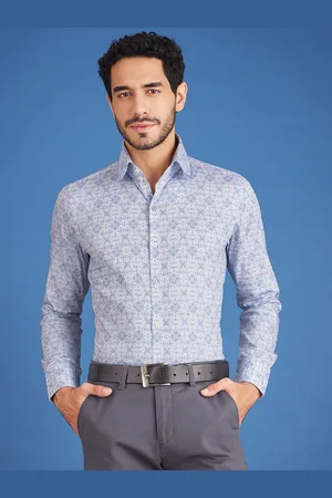 LOUIS STITCH Comfort Ethnic Motifs Printed Cotton Formal Shirt