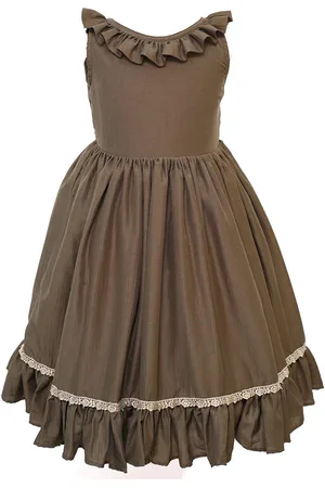 BAESD Girls Ruffles Silk A-Line Dress