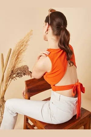 Rare Fashion Round Neck Styled Back Crop Top