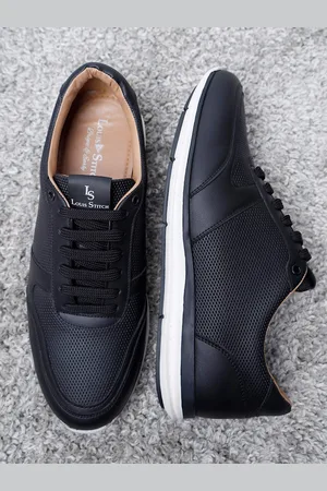 LOUIS STITCH Men Black Diamond Embossed Casual Sneakers