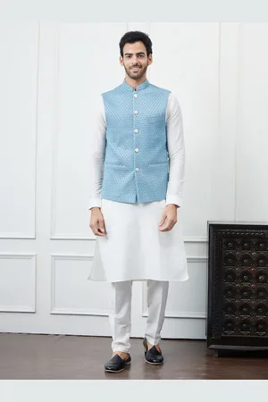 See Designs Woven Design Pure Cotton Slim Fit Nehru Jackets