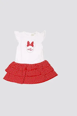 Mothercare Infant Girls Minnie Mouse Printed Cotton Fit & Flare Dress