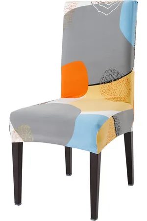 HOKIPO Grey & Blue Printed Stretchable Dining Chair Cover