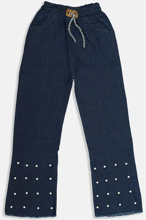 MANZON Girls Flared Mid Rise Clean Look Cotton Jeans