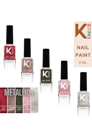 KINDED Set Of 5 Long Stay Metallic Glossy Finish Nail Polish - 9ml Each - Shades 06 to 10