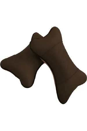 Pum Pum Brown 2 Pieces Fibre Filled Faux Velvet Ultra Soft Car Headrest Pillow