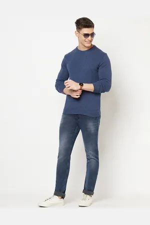 Crimsoune Club Men Blue Solid Pullover