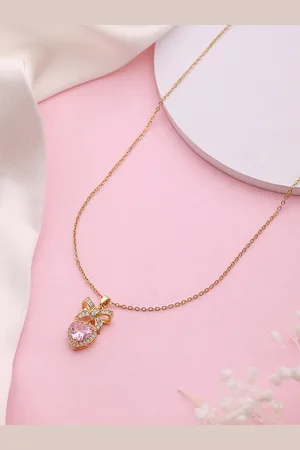 Jazz and Sizzle Gold-Plated Cubic Zirconia Studded Pendant With Chain