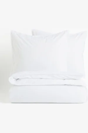 H&M White Washed Cotton Double King Duvet Cover Set