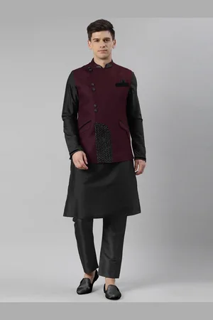 TheEthnic.Co Mandarin Collar Angrakha Style Nehru Jacket